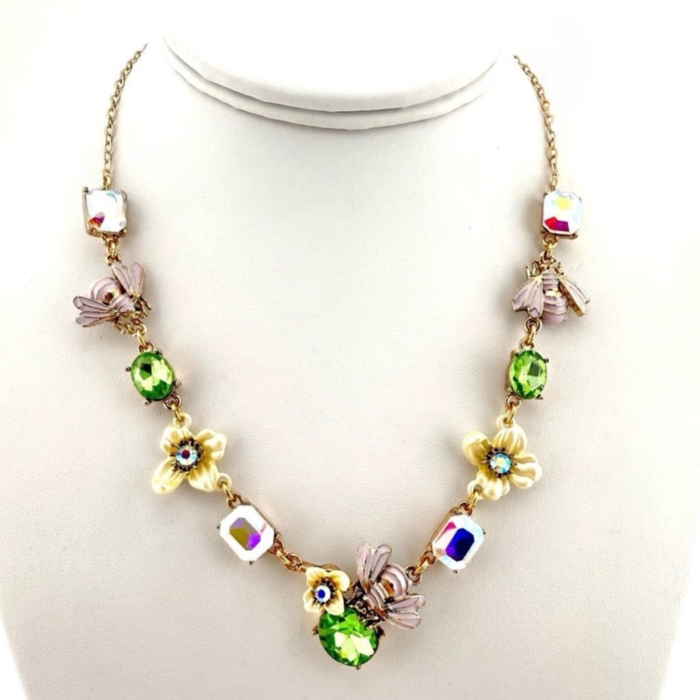 New Betsey Johnson FLOWER SHOW BEE CLUSTER NECKLACE